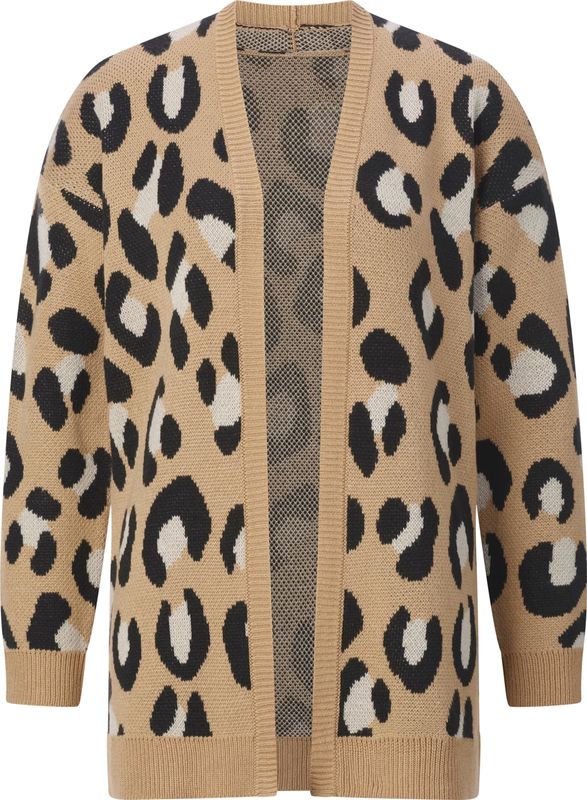 Dames Vest in camel/zwart gedessineerd