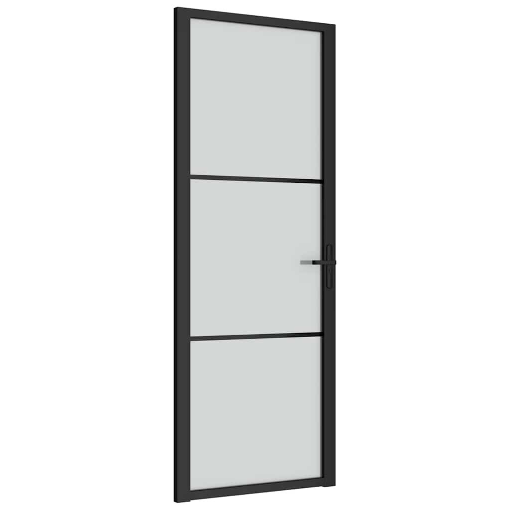 vidaXL Binnendeur 76x201,5 cm zwart matglas en aluminium