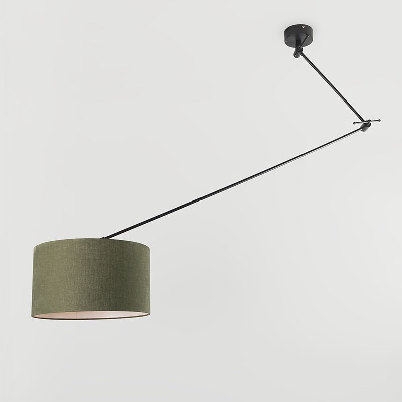 Hanglamp zwart met kap 35 cm groen verstelbaar - Blitz