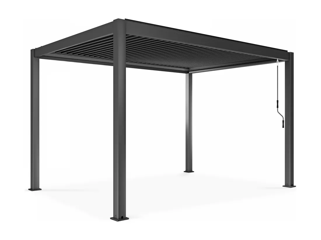 Pergola bioclimatique 3x4m autoportée avec 2 stores 2,66 X 2,34 m gris