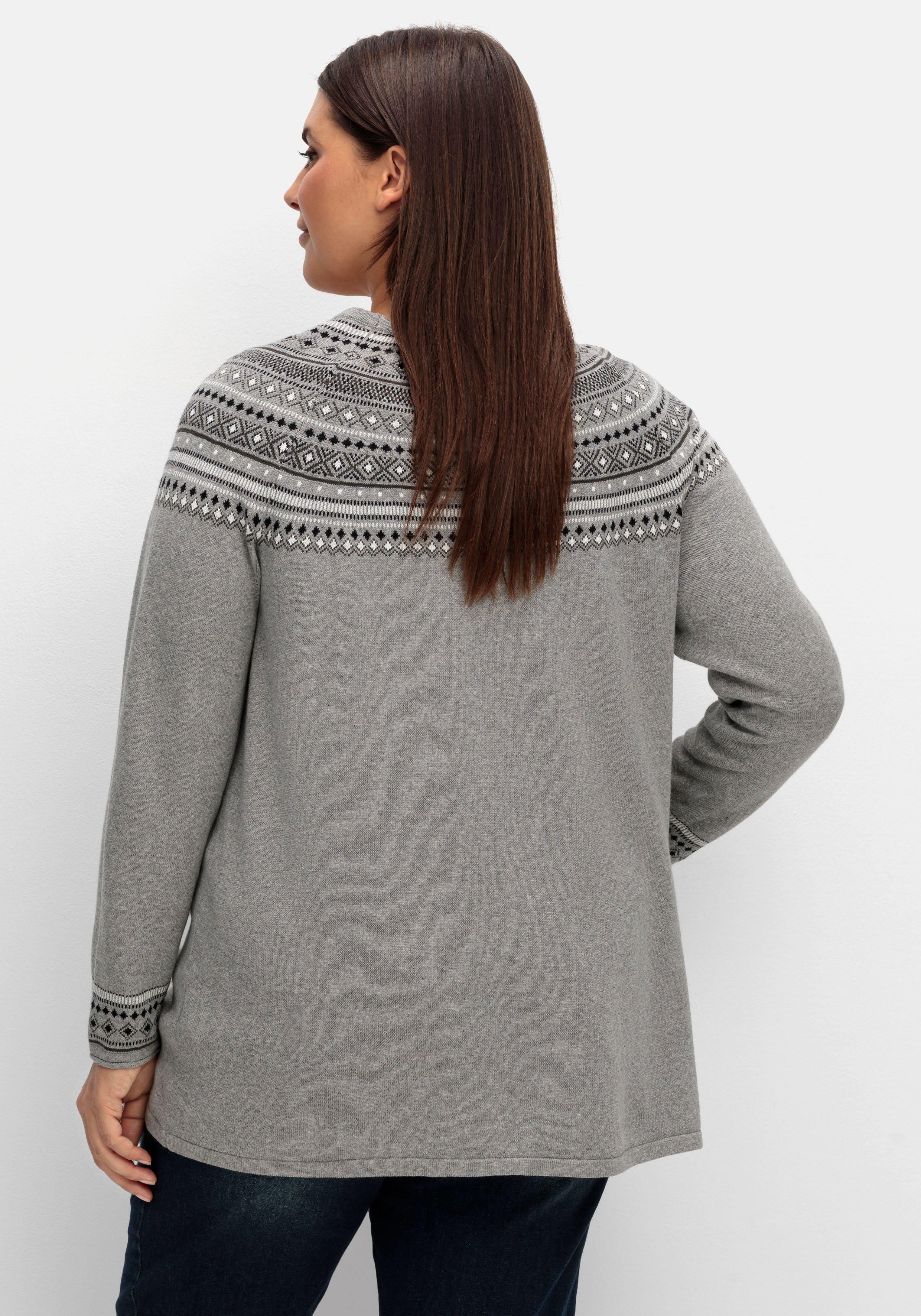 Strickjacke im Norwegermuster, offene Longform