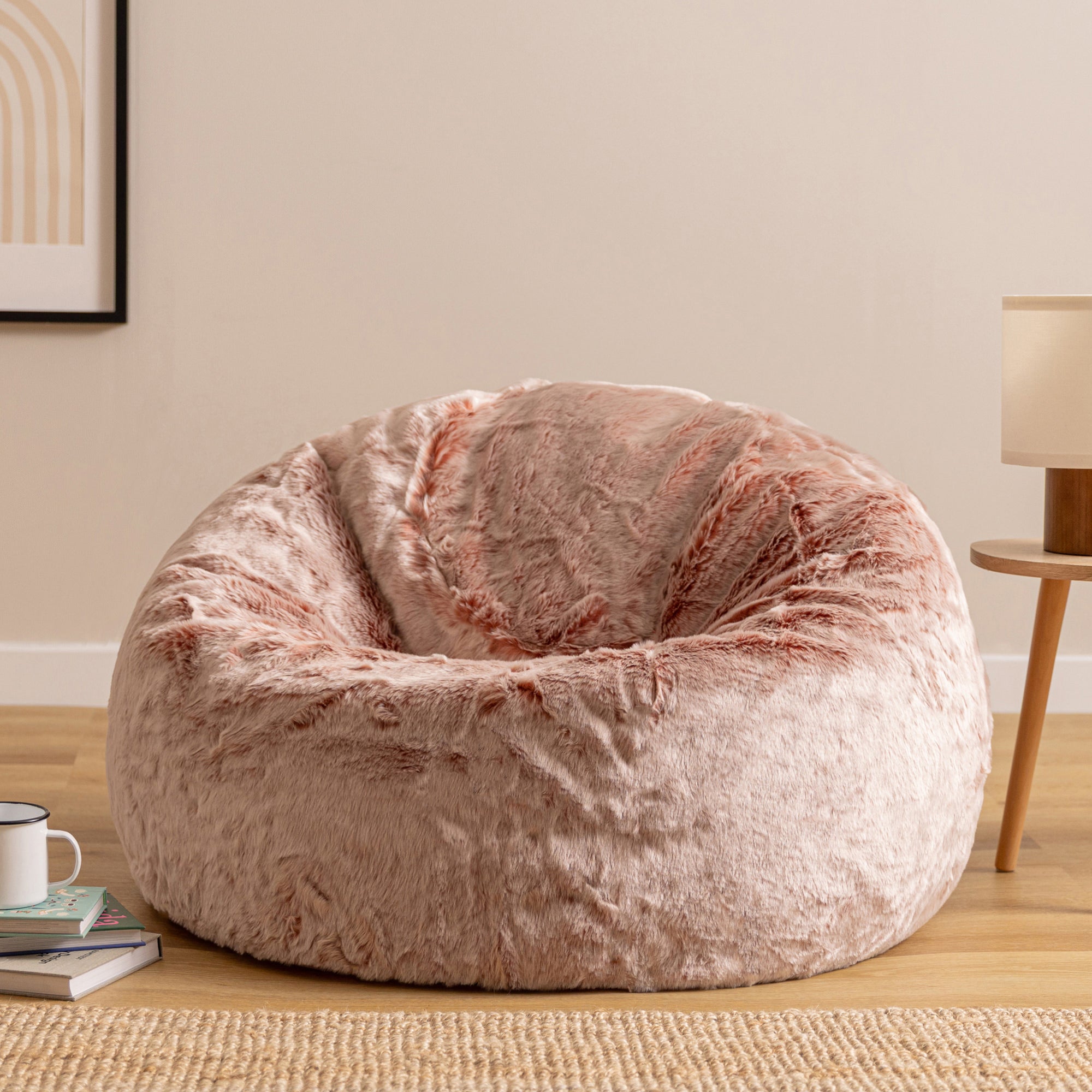 icon Kingston Zitzak - Fluffy Pluche Imitatiebont - Roze