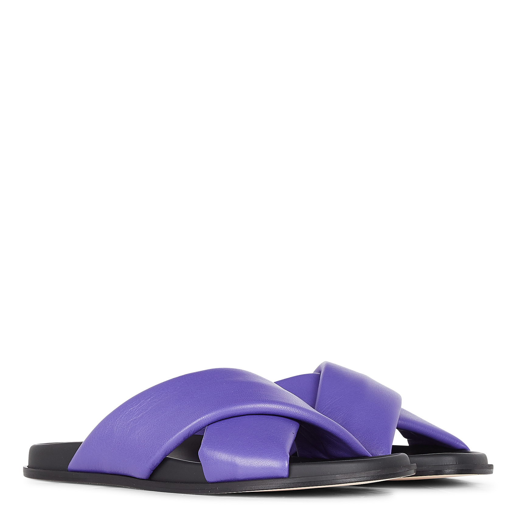 Mules croisées en cuir| Violet