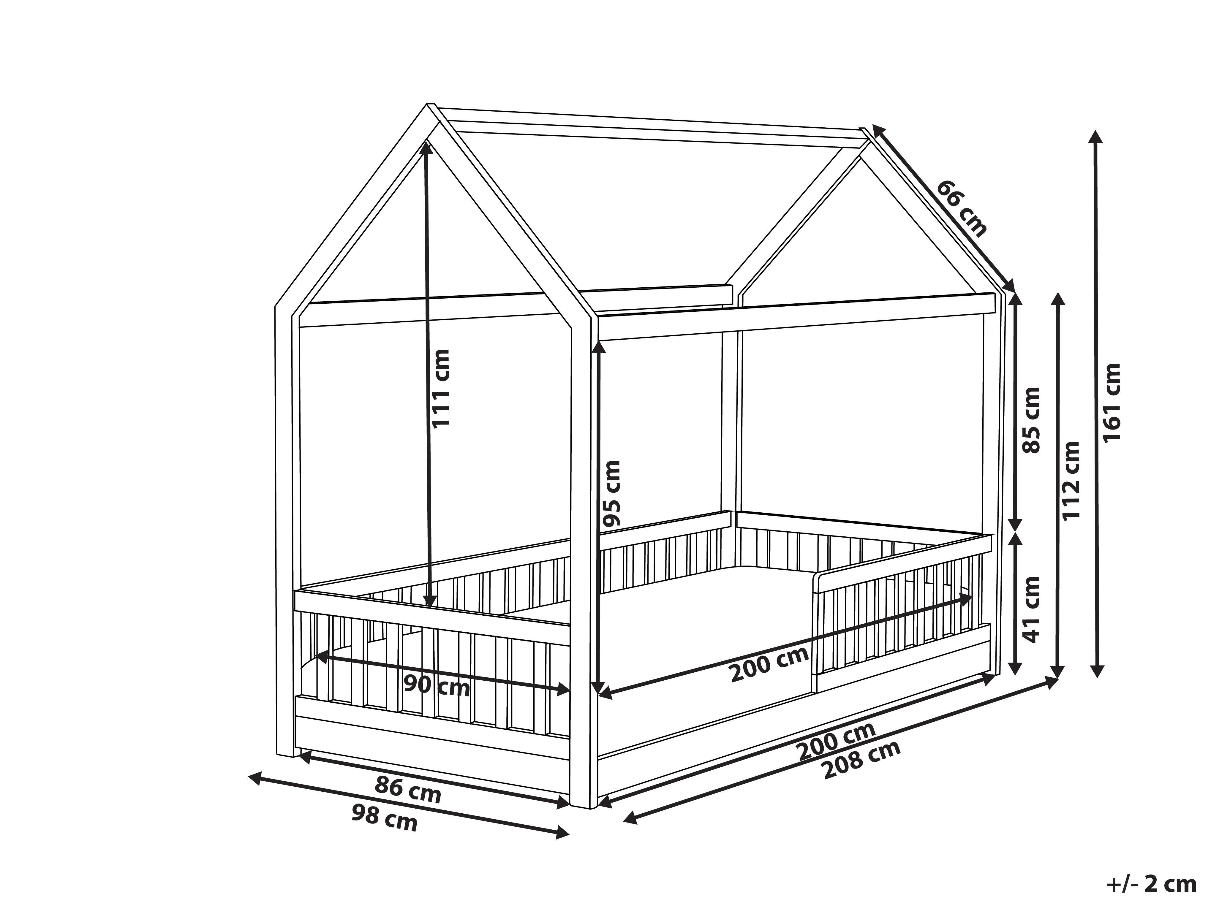 Kinderbed Huis Dennenhout COSSAYE 90 x 200 cm Lichtbruin