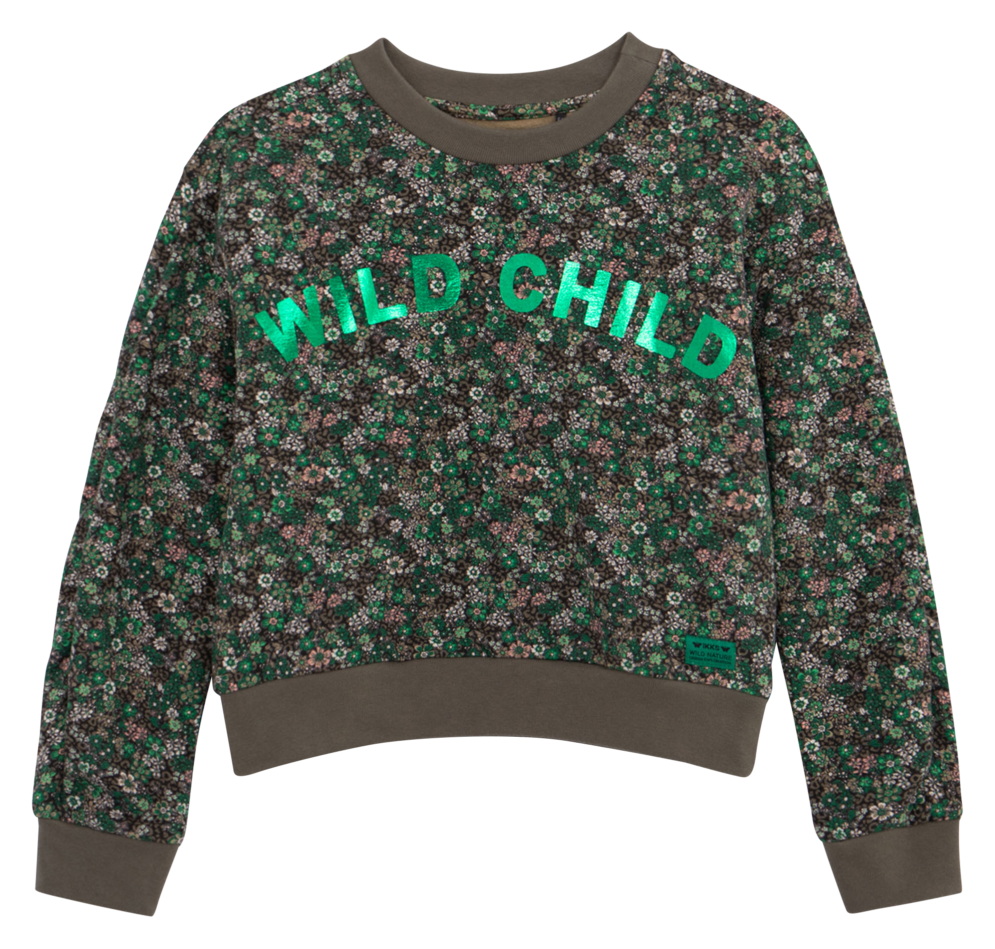 Sweat col rond en coton mélangé | Kaki
