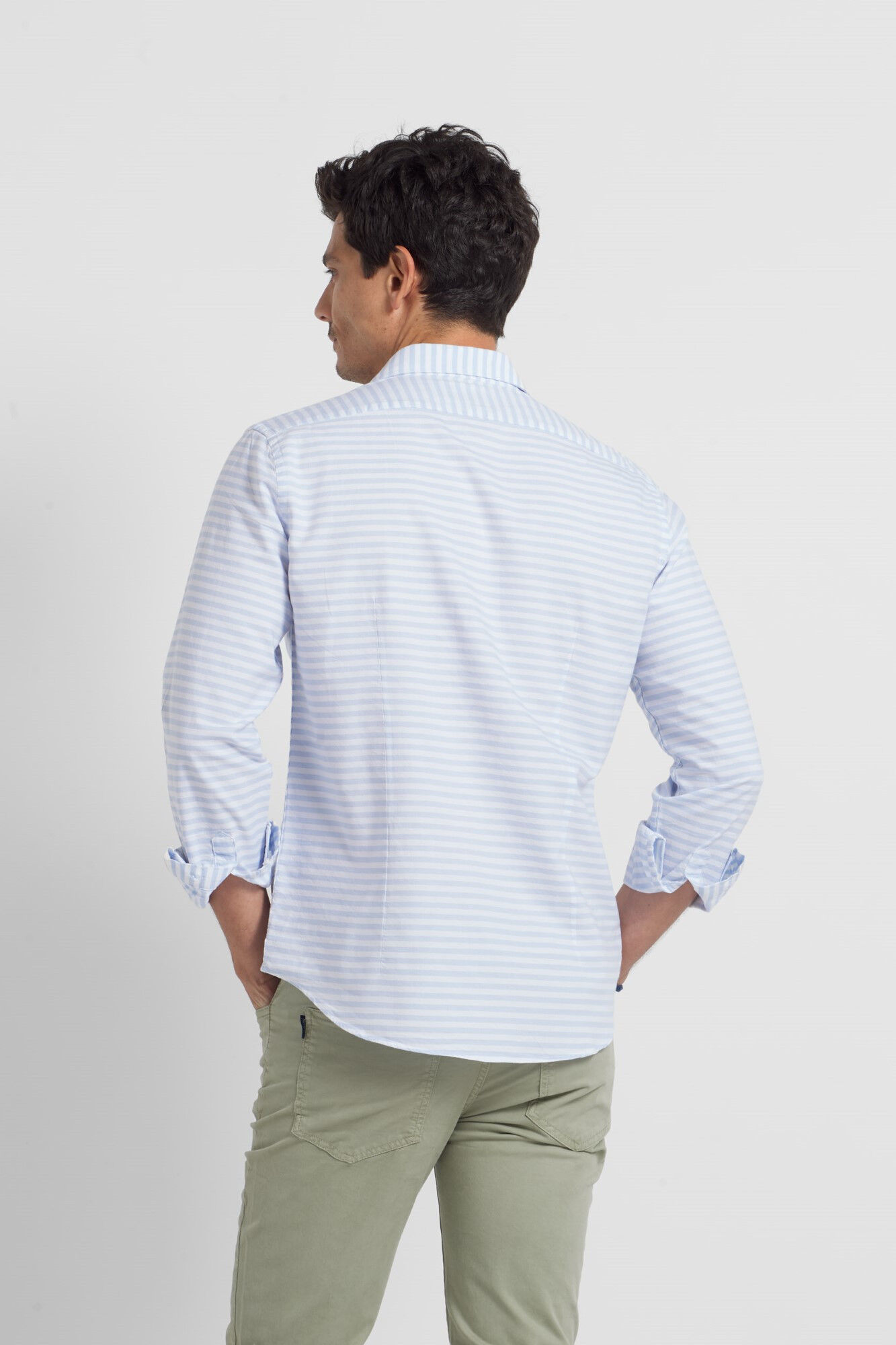 Camisa sport oxford horizontal raya ancha azul - Azul