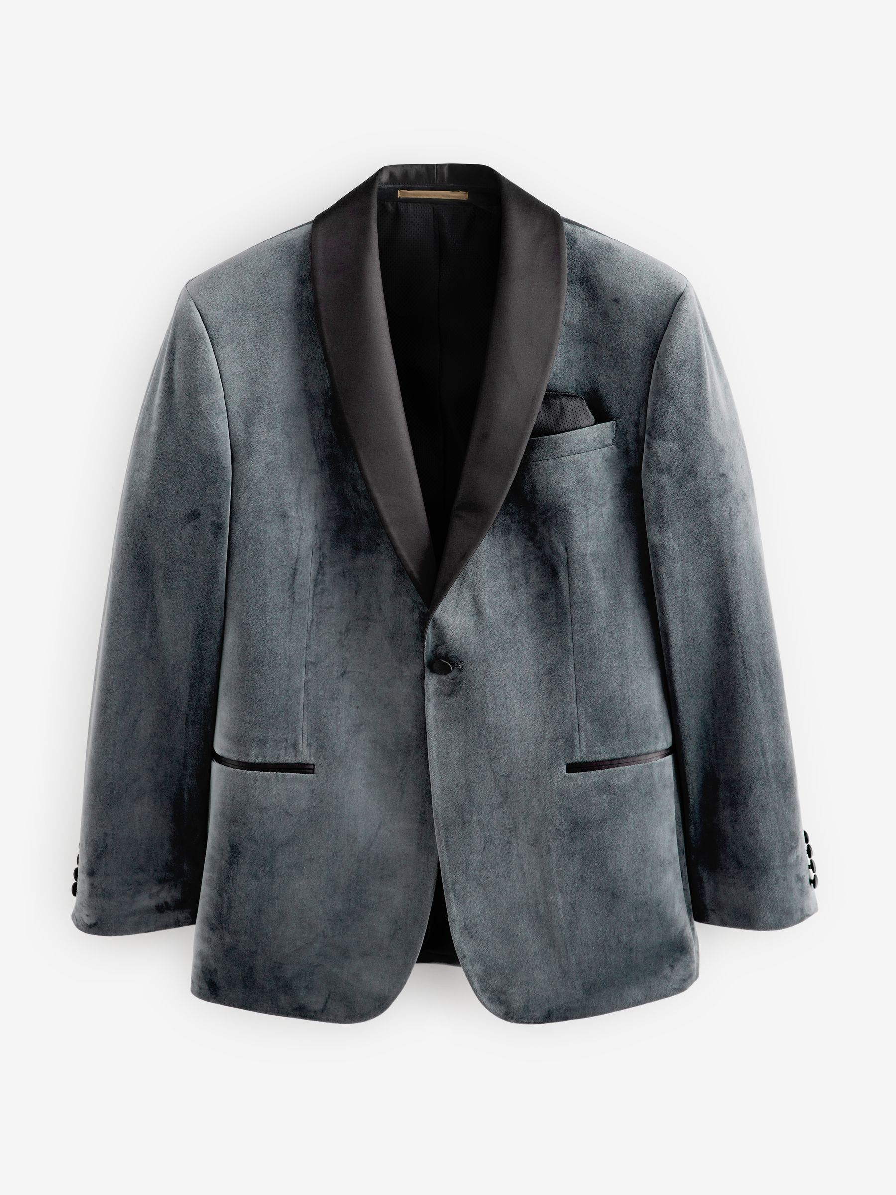 Grijs - Normale Pasvorm - Fluwelen blazer