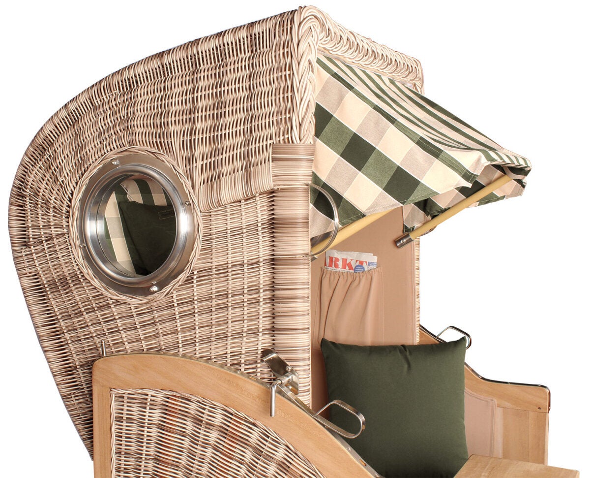 Strandstoel Rantum enkele patrijspoort teak PE schelp design 506