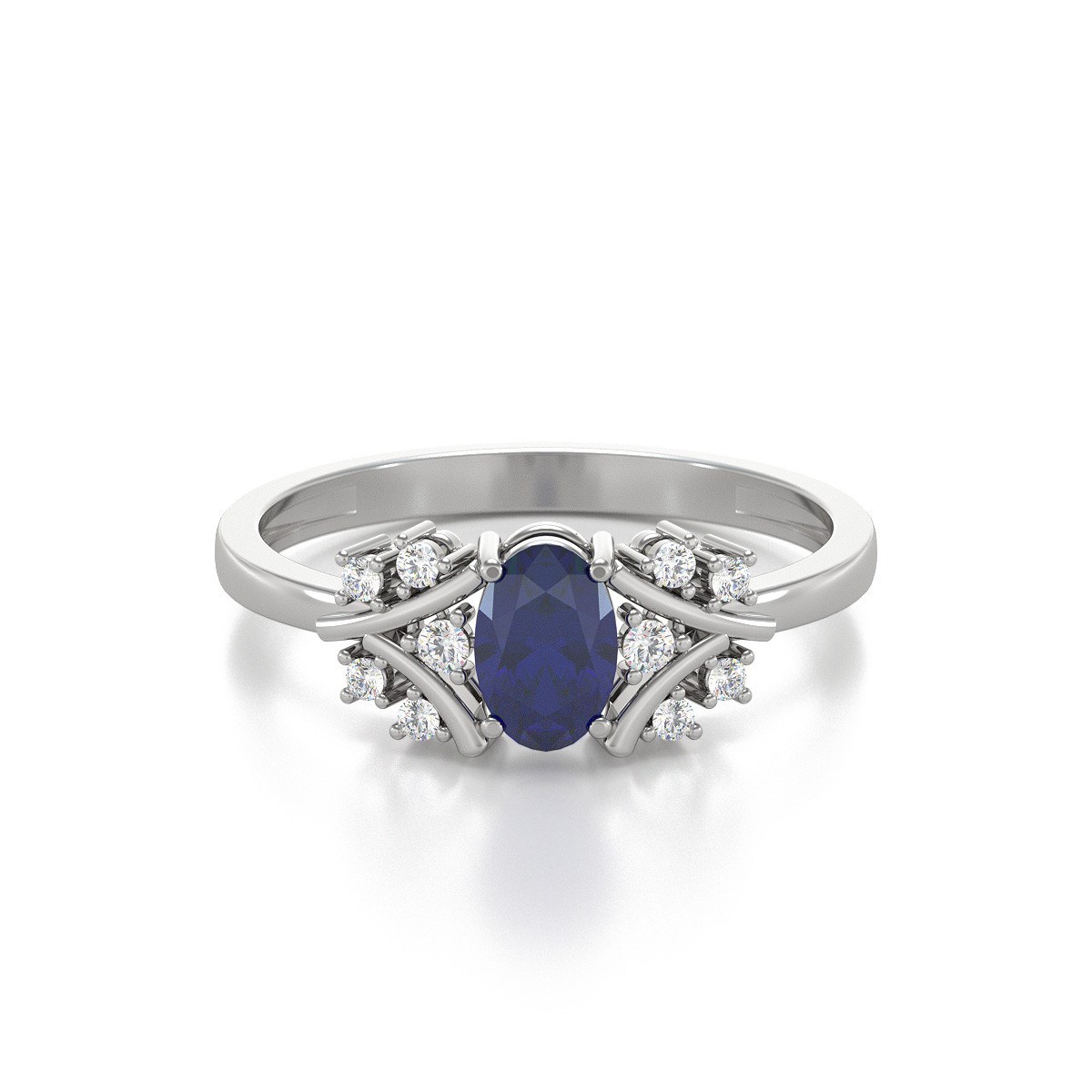 Bague ADEN Or 585 Blanc Saphir et diamants 1.556grs