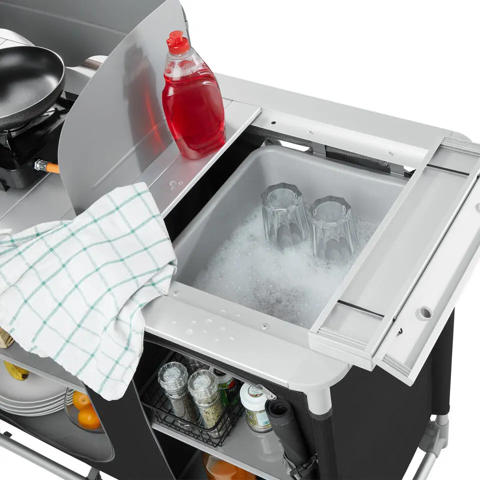 tectake - Campingkeuken 116x52x107cm, Zwart