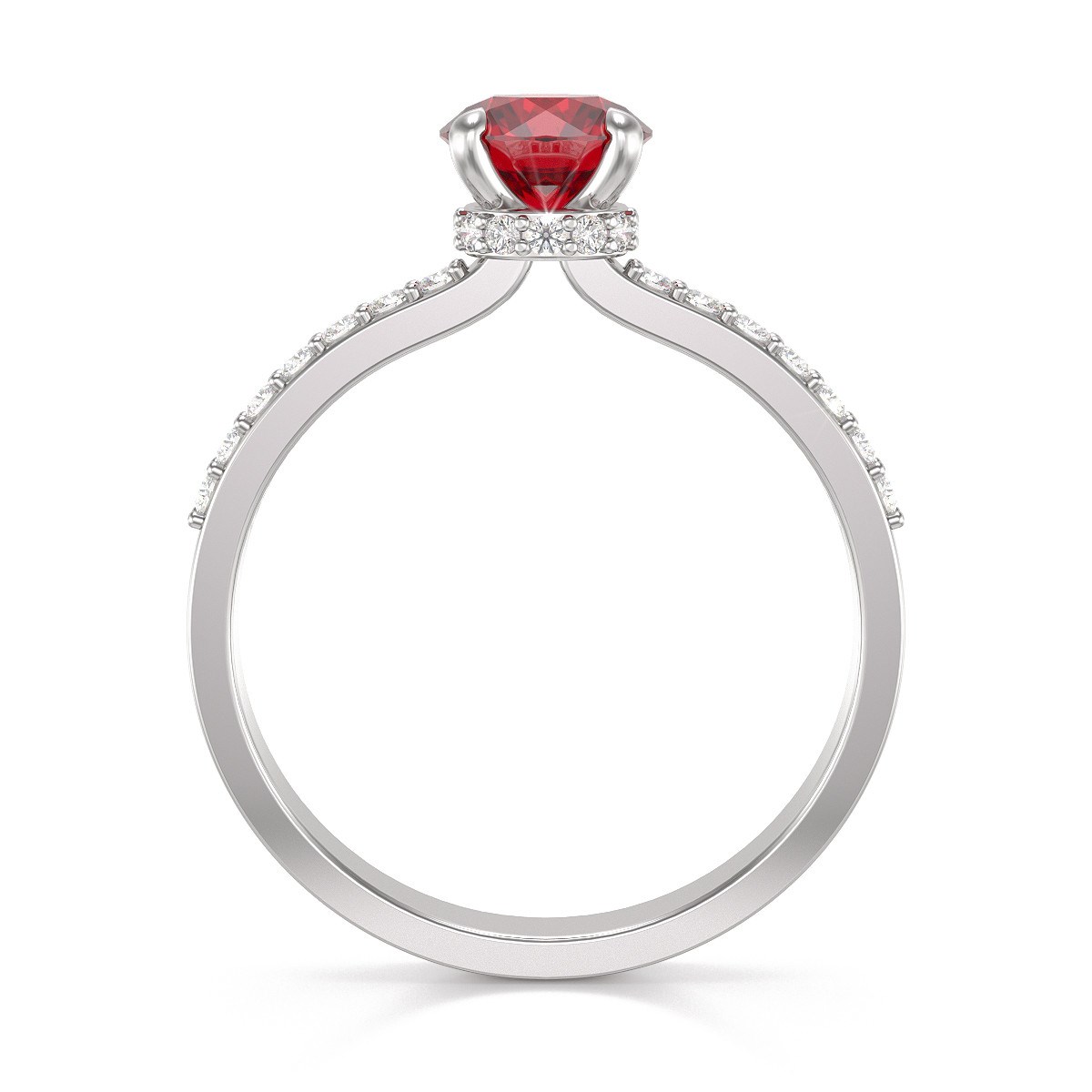 Bague ADEN Or 585 Blanc Rubis et diamants 2.4grs