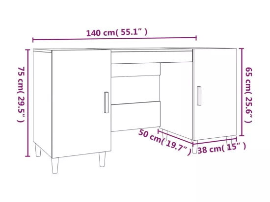 Bureau Noir 140x50x75 cm Bois d'ingénierie