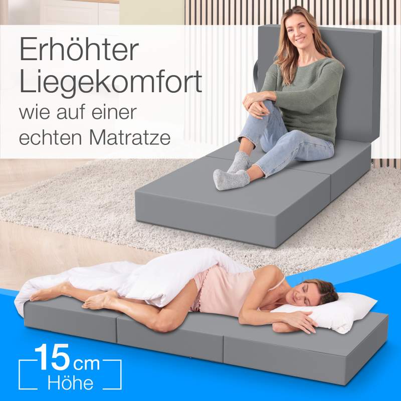 Bestschlaf Klappbare Gästematratze 3-teilige Faltmatratze, Schaumstoff extra dick