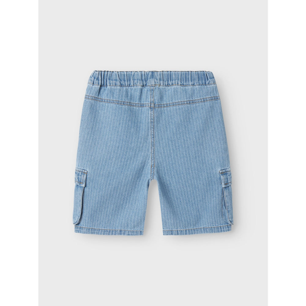 Køb Name It Light Blue Denim Stripes Ryan Cargo Denim Shorts