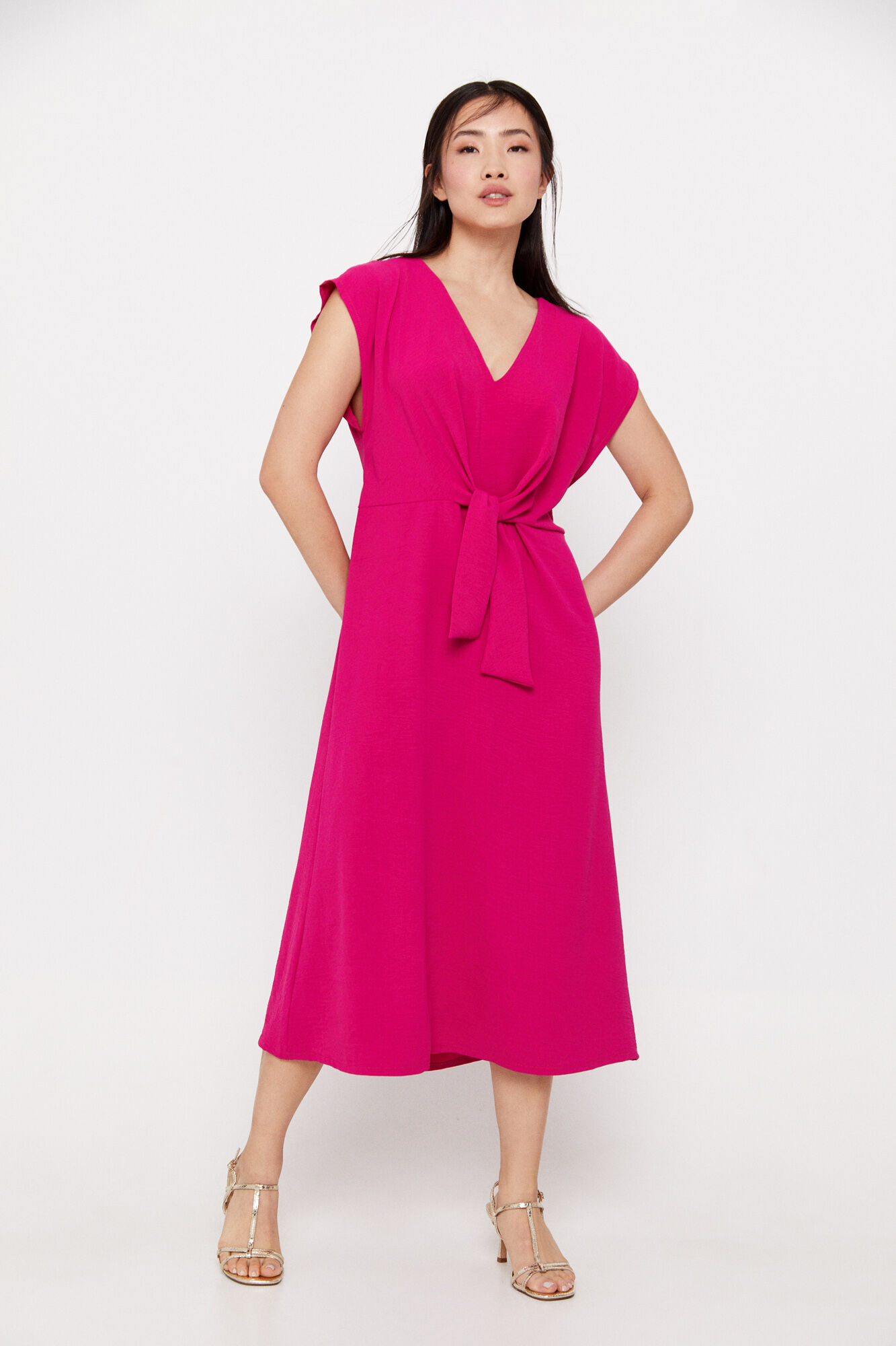 Vestido nude - fúcsia