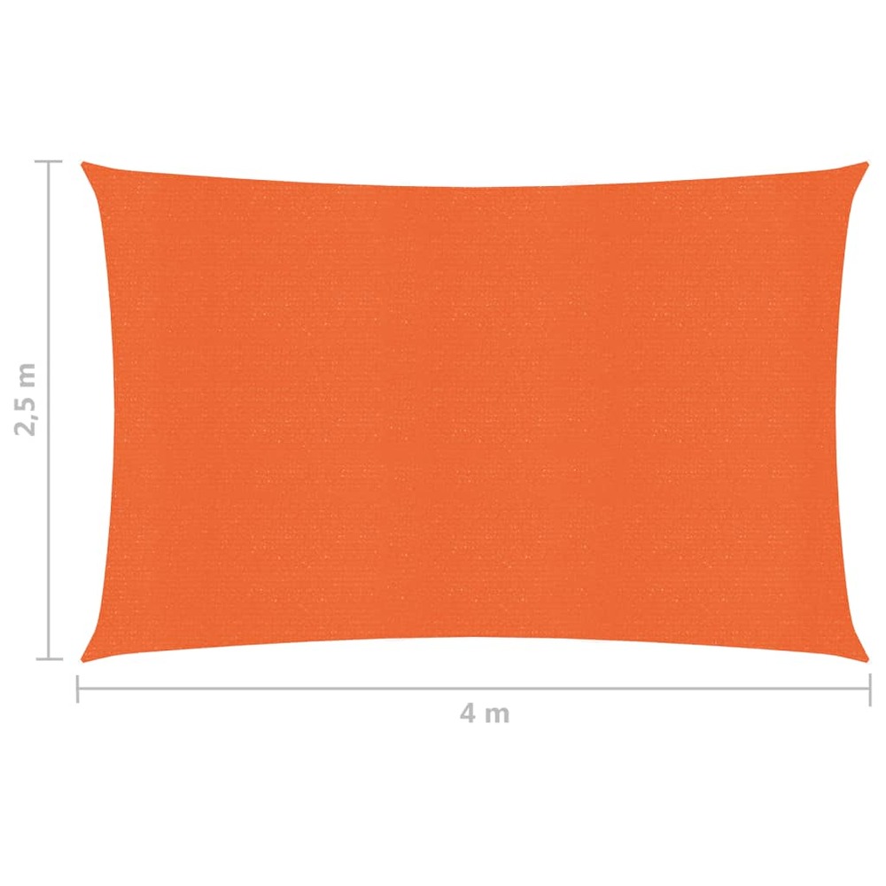 Voile toile d'ombrage parasol 160 g/m² 2,5 x 4 m pehd orange