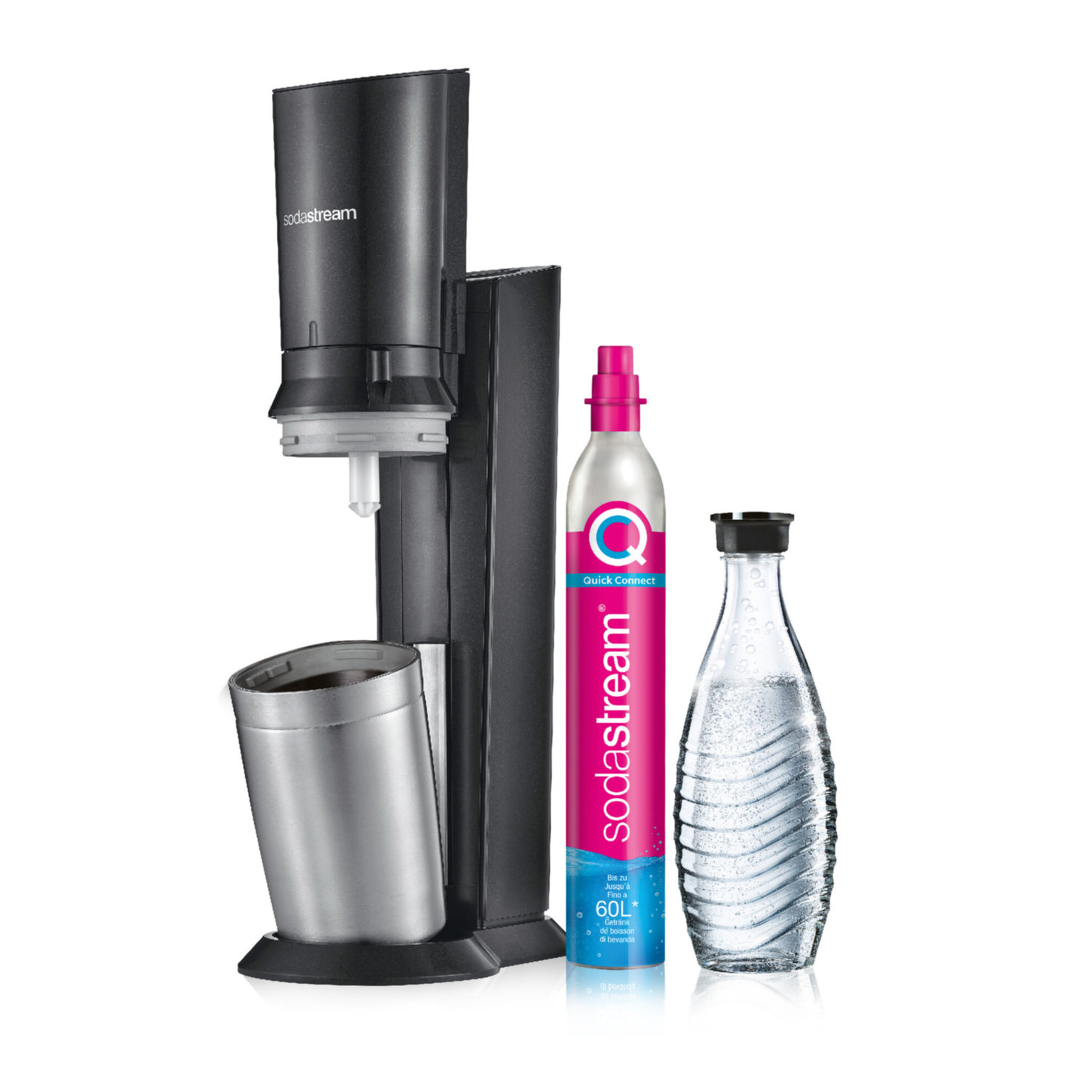 SodaStream Crystal CQC inklusive 60 Liter Zylinder und 1 Glaskaraffe 615ml