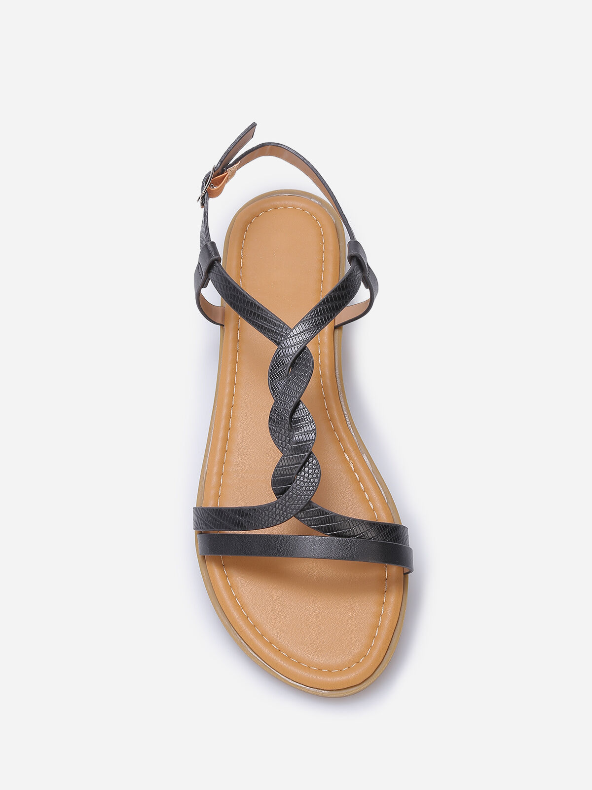 Nu-pieds avec bride style écailles grandes tailles- Noir