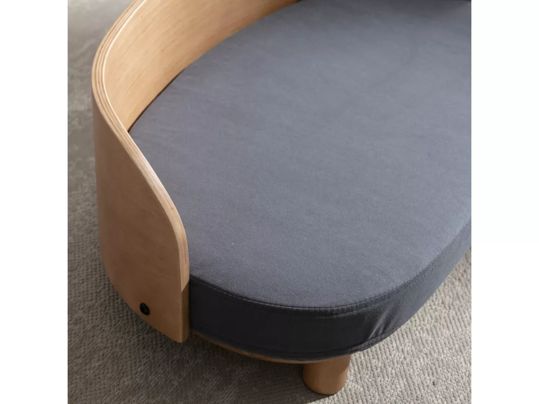 Panier gris foncé pour chien et chat. lit pour animaux de compagnie. en bois