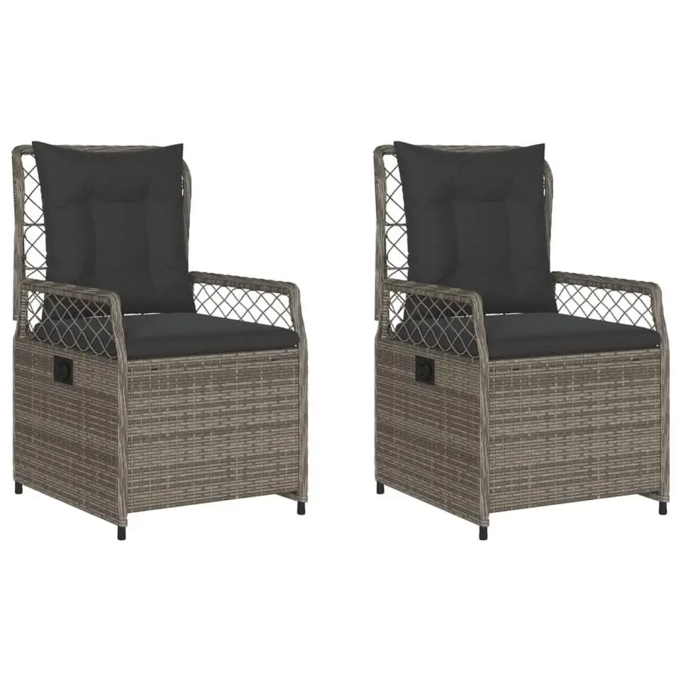 vidaXL - Verstelbare tuinstoelen - Grijs - Poly rattan - 2 stuks