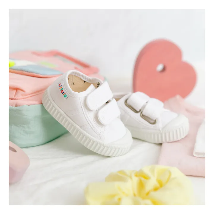 Victoria Baskets Scratchs Tiras Lona | Blanc