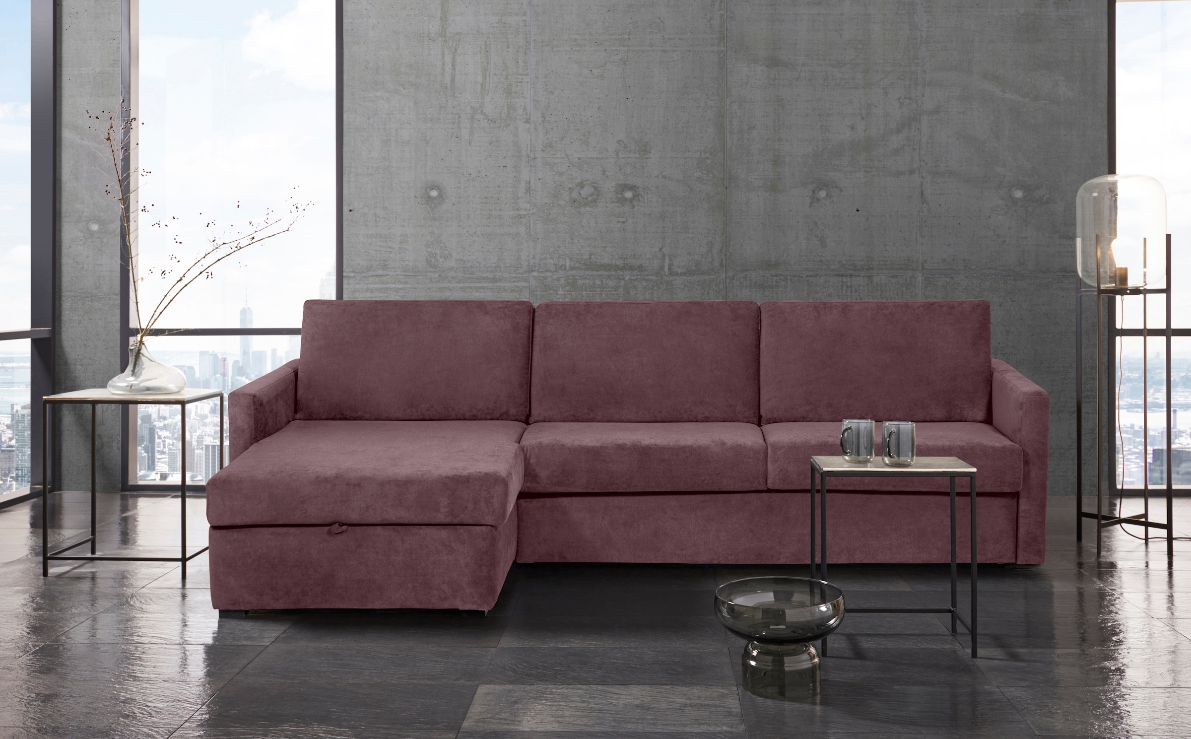 Home affaire Schlafsofa »GOLDPOINT Ecksofa 264 cm, Liegefläche (140/200cm), L-Form,« Bettfunktion, Bonell-Federkernmatratze und Dauerschläfer-Funktion