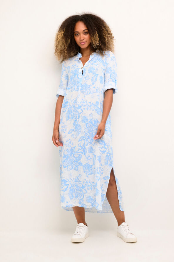 Cream CRBellis Caftan Dress - Mollie Fit Blue botanic garden