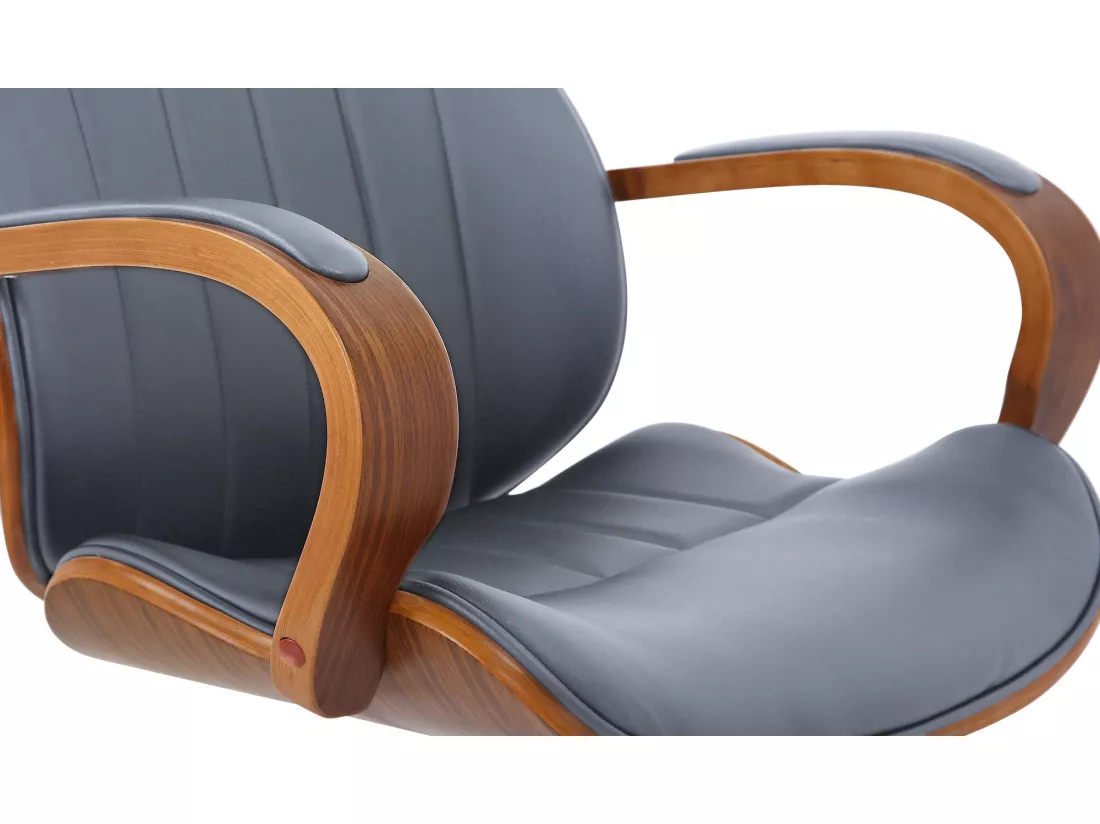 Chaise de bureau - Similicuir & Métal chromé - Noyer / Gris - Melilla