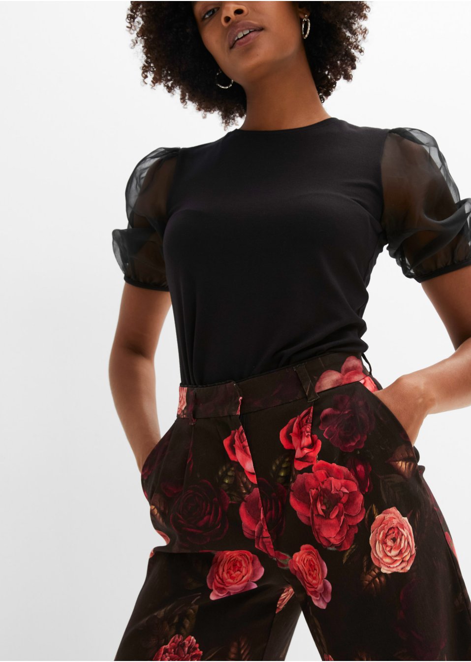 Pantalon large, taille haute