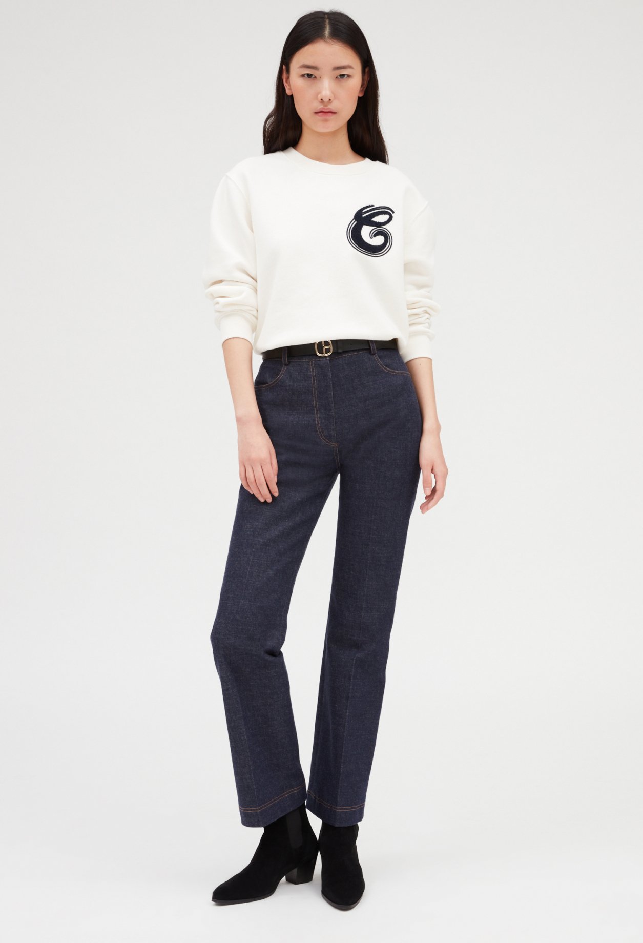 Sweatshirt ecru patch C