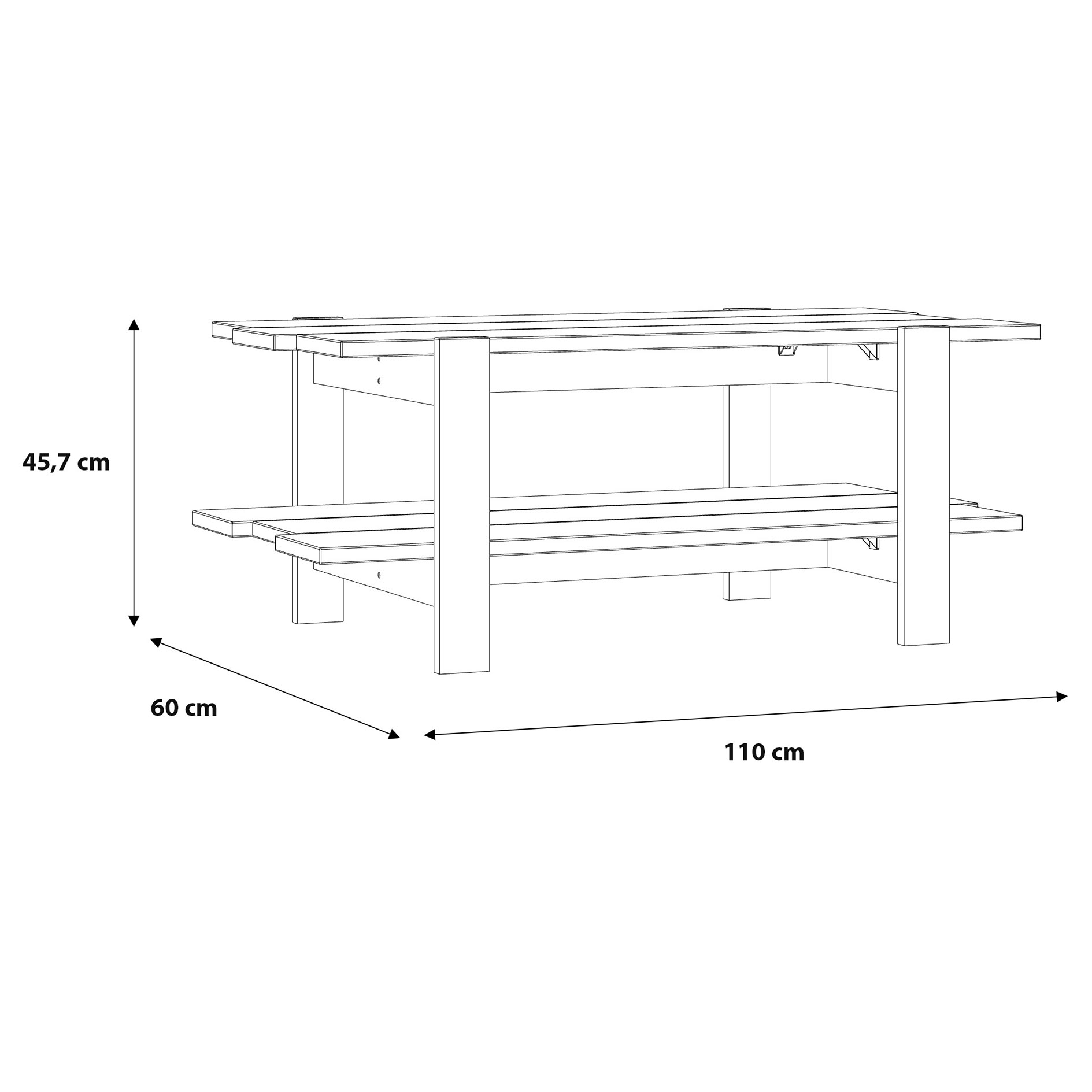 Couchtisch - uni grau - Artisan Eiche - 110 cm