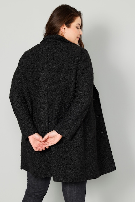 Kurzmantel, Straight Fit, Bouclé, Revers, Langarm