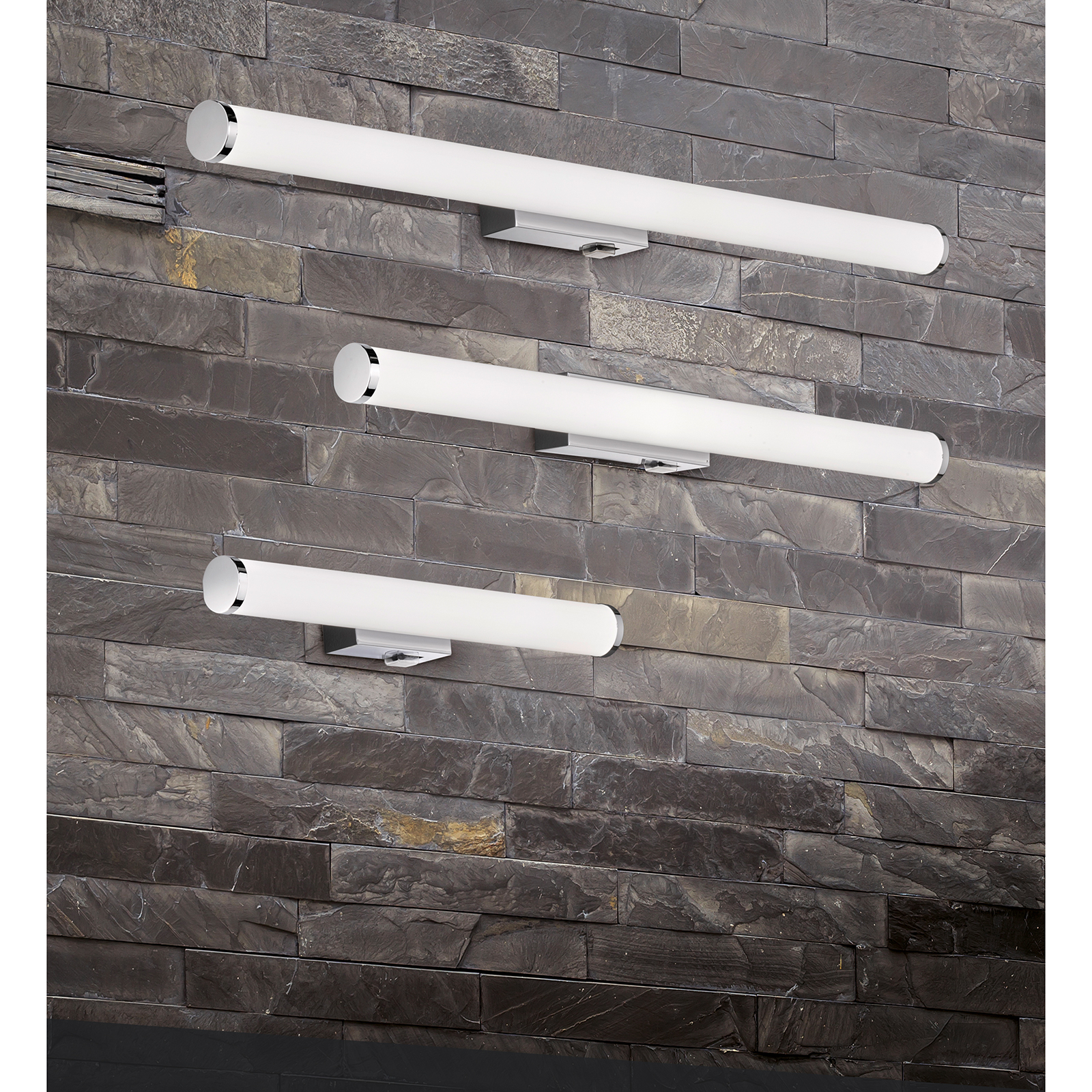 LED-Wandleuchte - weiß-chrom - mit Schalter