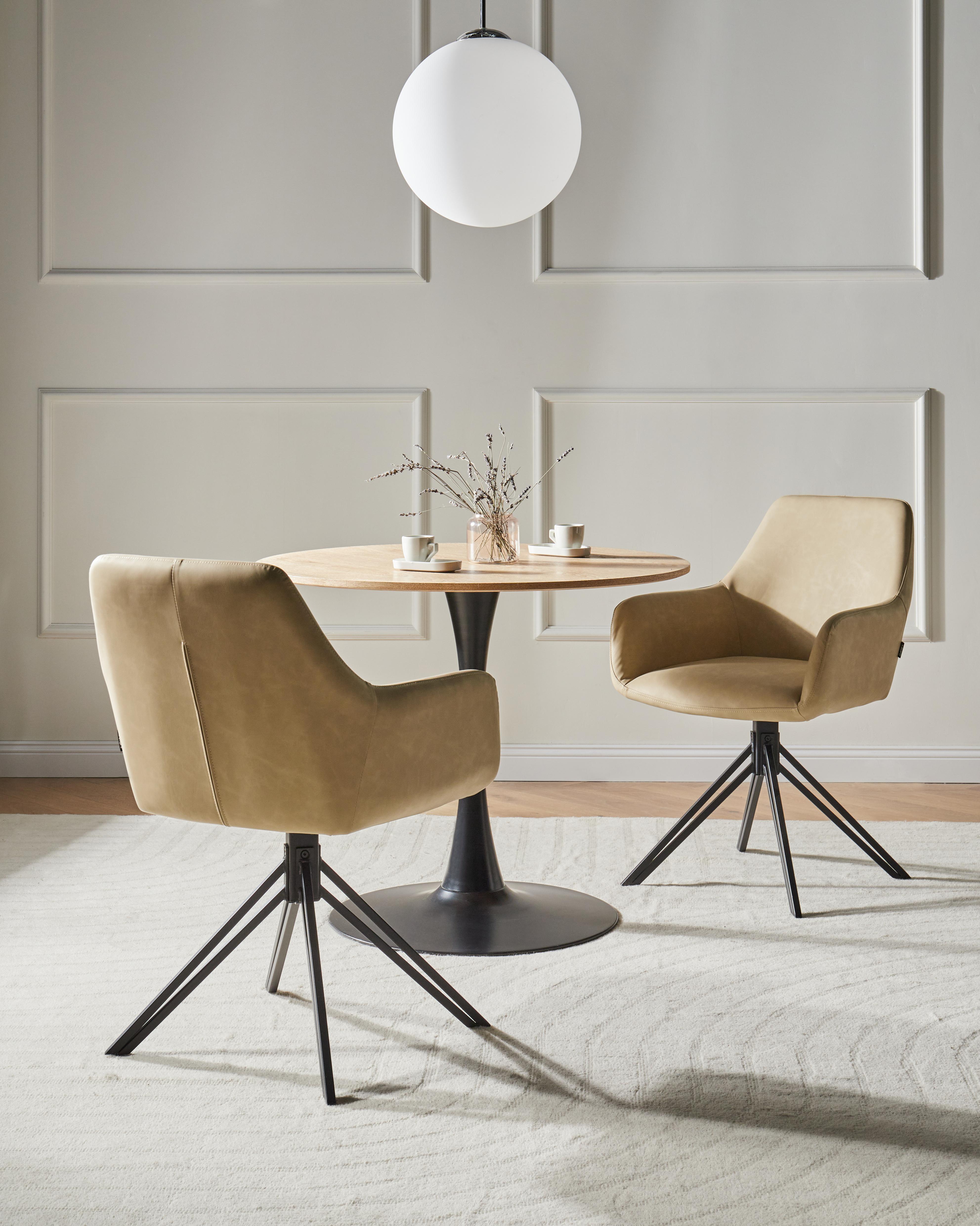 Set van 2 eetkamerstoelen SANSARC Kunstleer Beige
