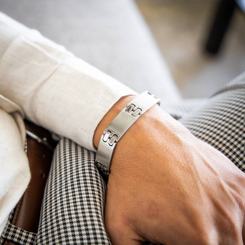 Bracelet Homme Acier Argenté