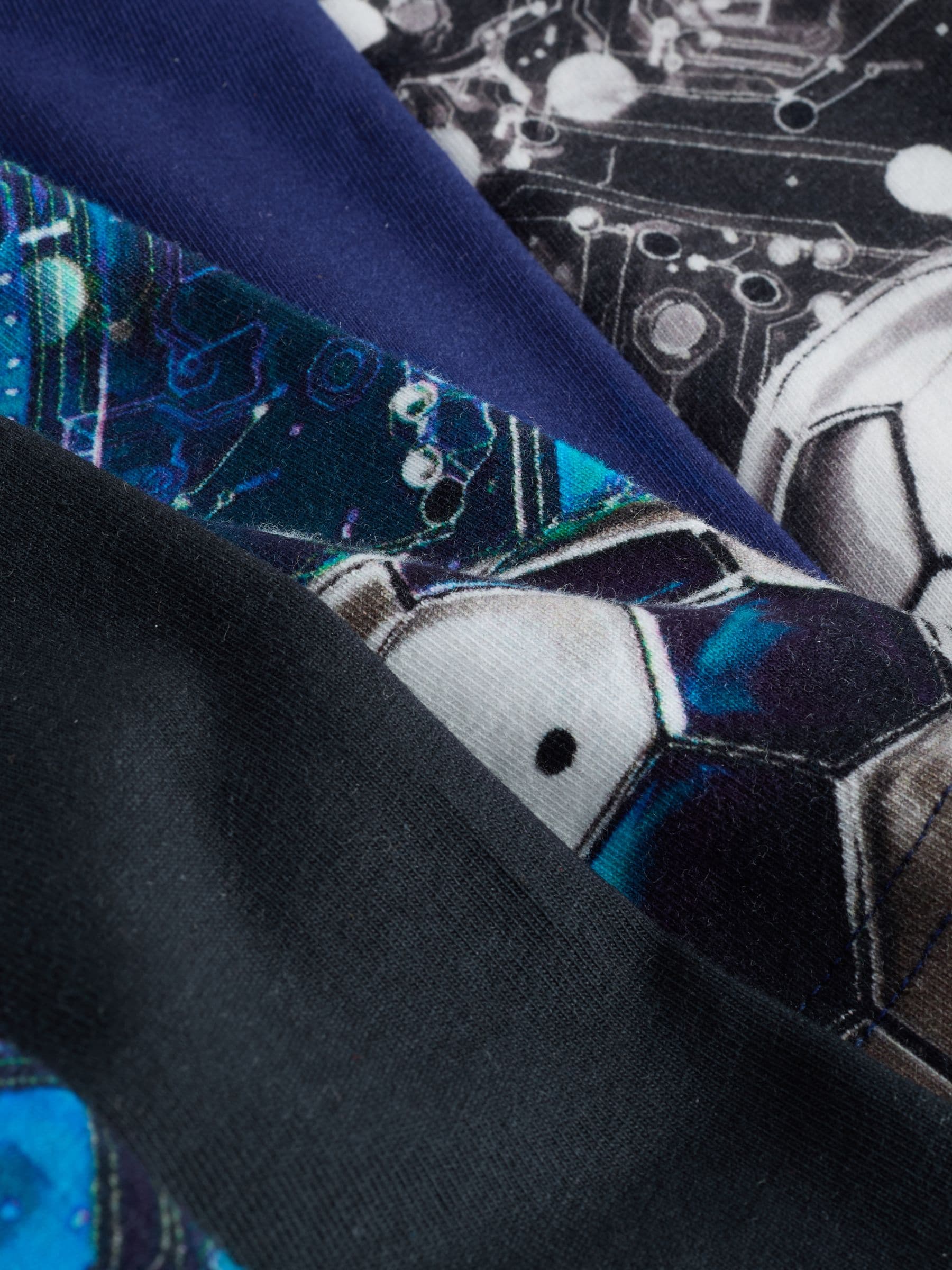 Blauw/zwart met voetbalprint - Verpakking van 5 trunks met motief (1,5-16jr)