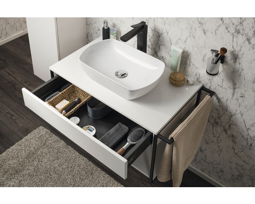 Wastafelmeubel FACKELMANN New York BxHxD 88,5 x 43 x 47,5 cm Frontkleur wit hoogglans 84903
