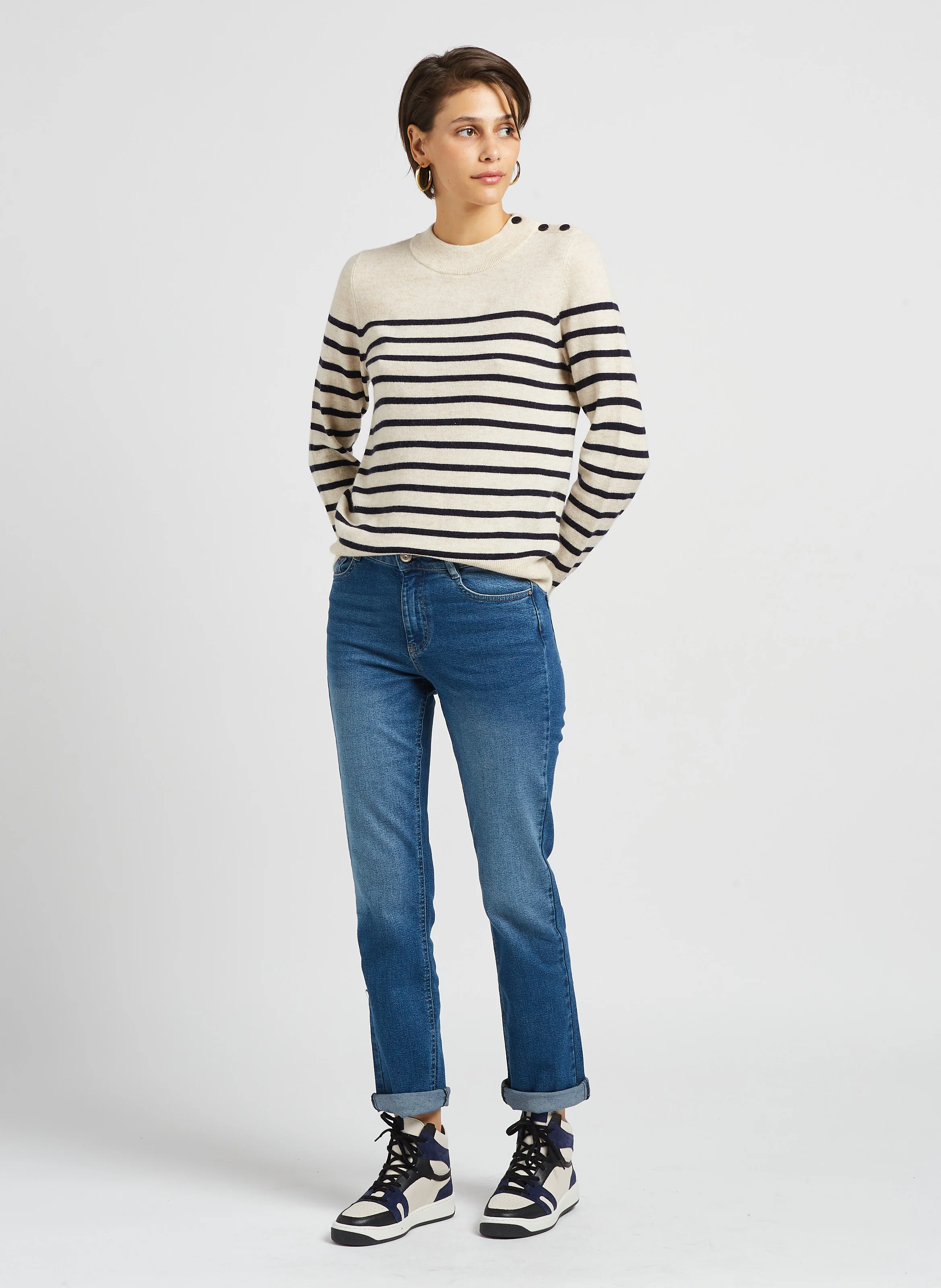 LUCAS - Baskets montantes en cuir | Bleu