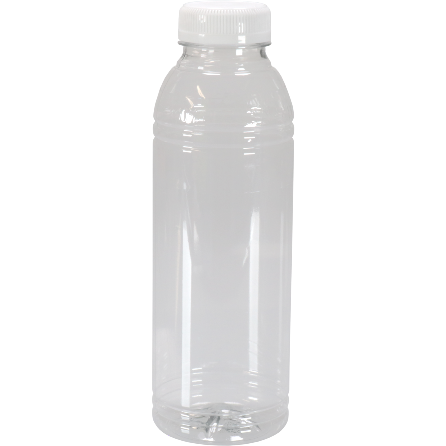 Fles, petfles, Gerecycled PET, met vaste dop, 500ml, transparant/wit