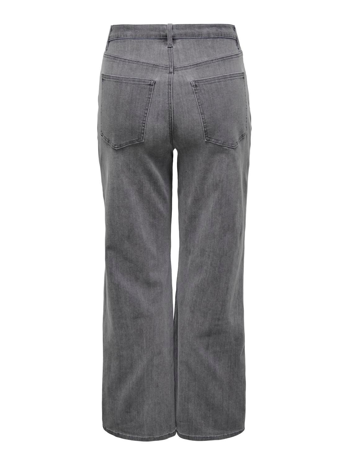 CARHOPE Hohe Taille Weiter Beinschnitt Jeans Medium Grey Denim