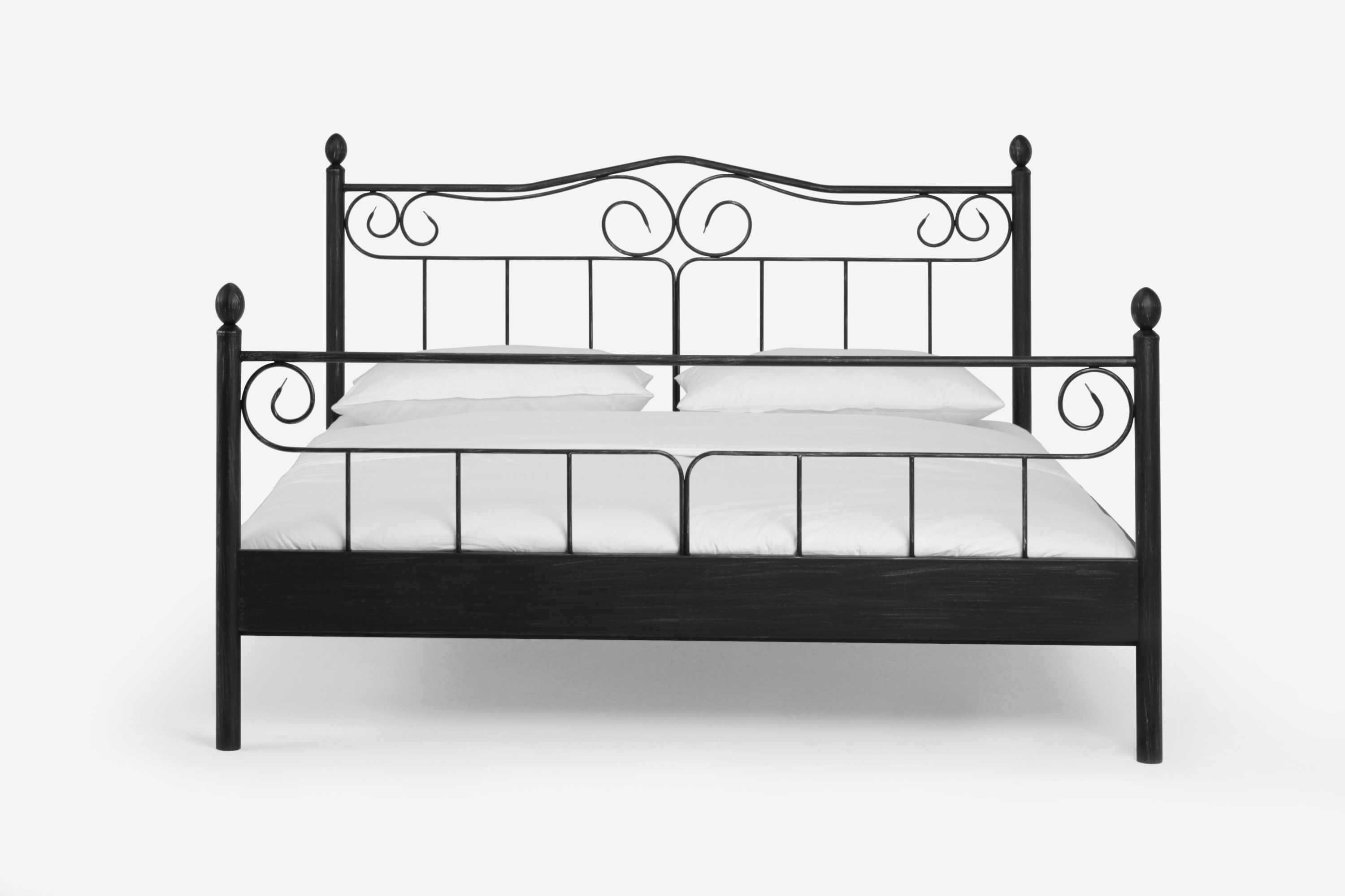 Metallbett SATURN 140 x 220 cm Metall Schwarz silber gewischt