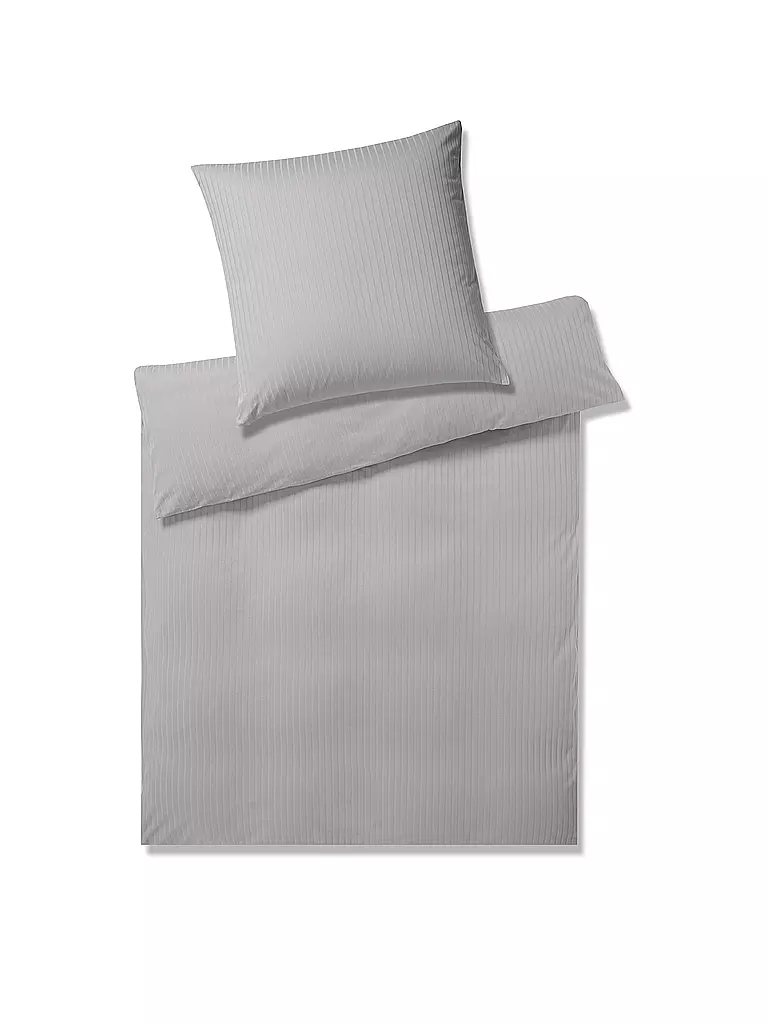 ELEGANTE Jersey Bettwäsche SOLID STRIPE 140/200CM Graphit  grau