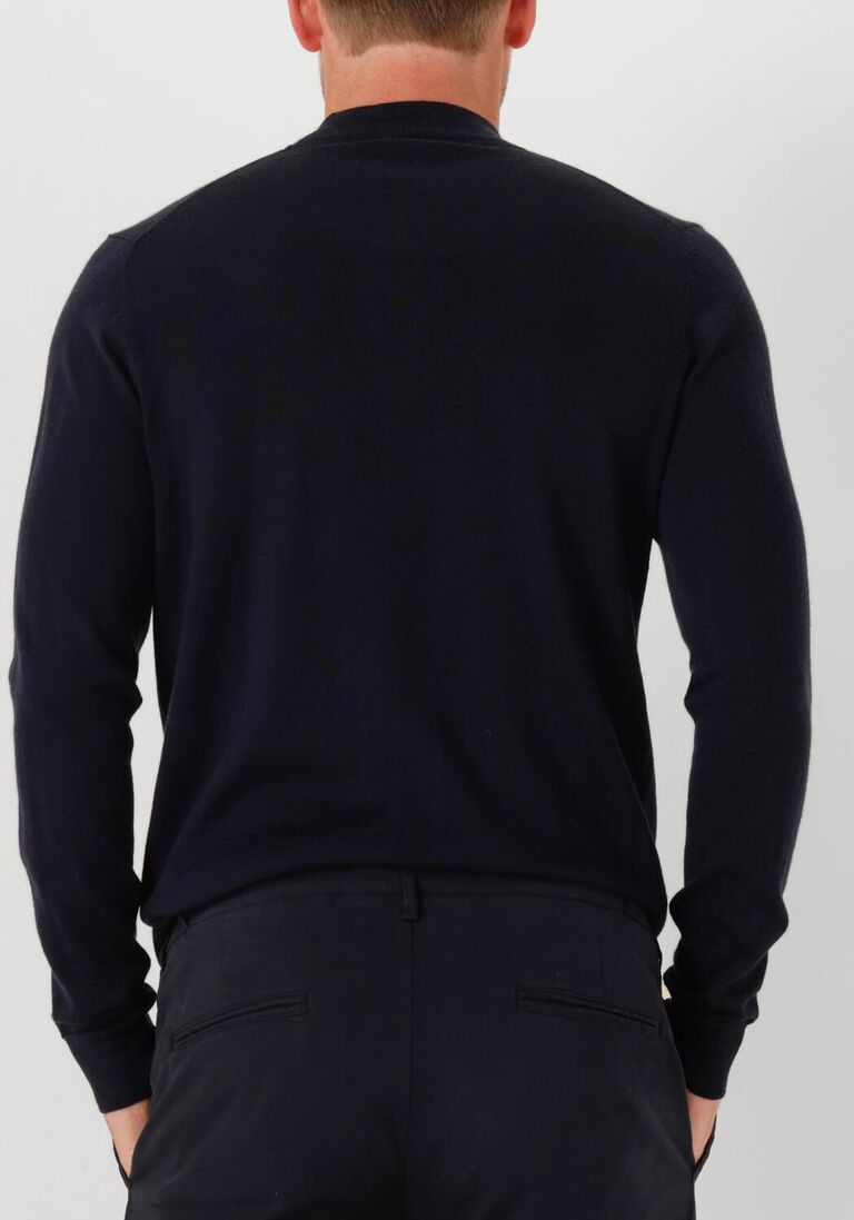 donkerblauwe profuomo coltrui pullover mock neck merino