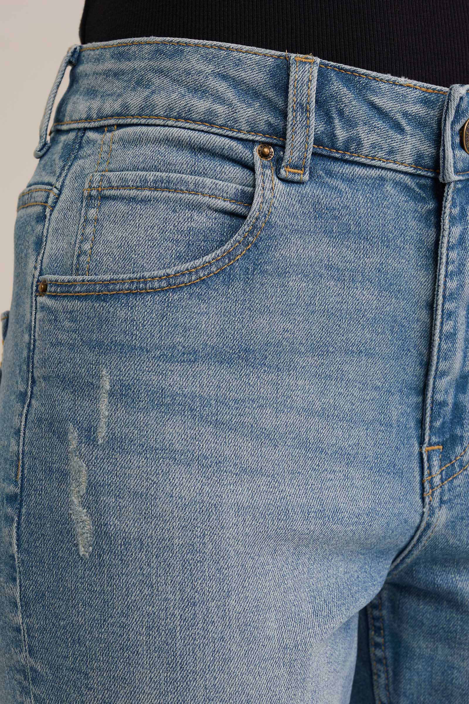 mid rise boyfriend fit jeans met comfortstretch WE Fashion Marineblauw