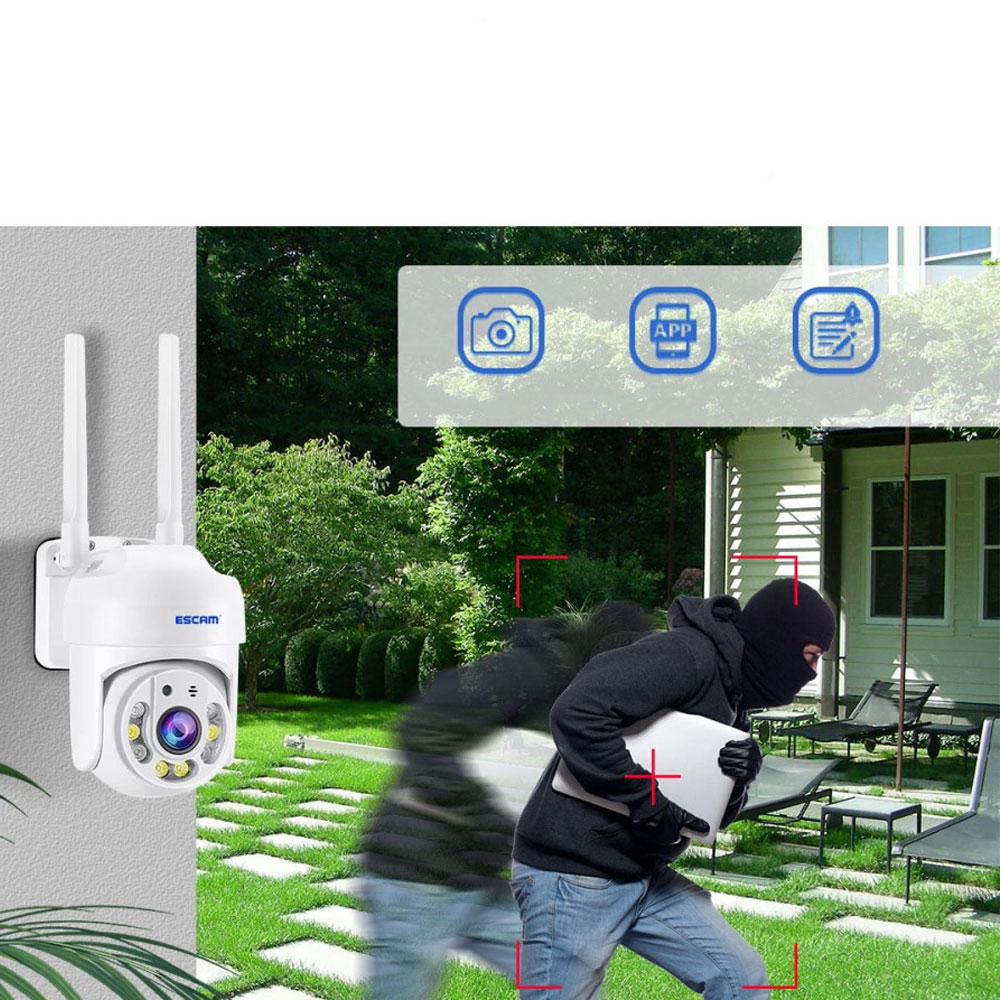 WiFi IP Smart Kamera 4MP 1440p mit 2-Wege-Audio / Infrarot LED's Nachtsichtfunktion / Bewegungssensor / Micro SD iOS/Android (IP66) - Weiss