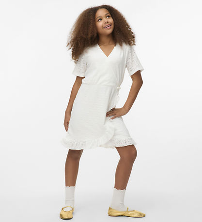 Vero Moda Girl Kleid - VmLacely - Snow White m. Lochmuster