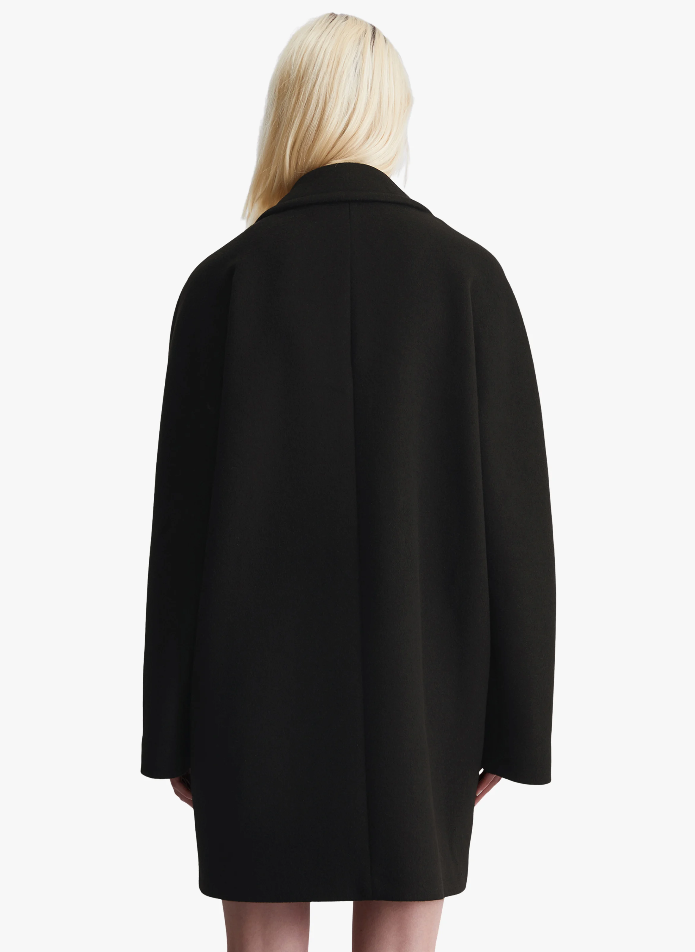Caban ample en laine mélangée| Noir