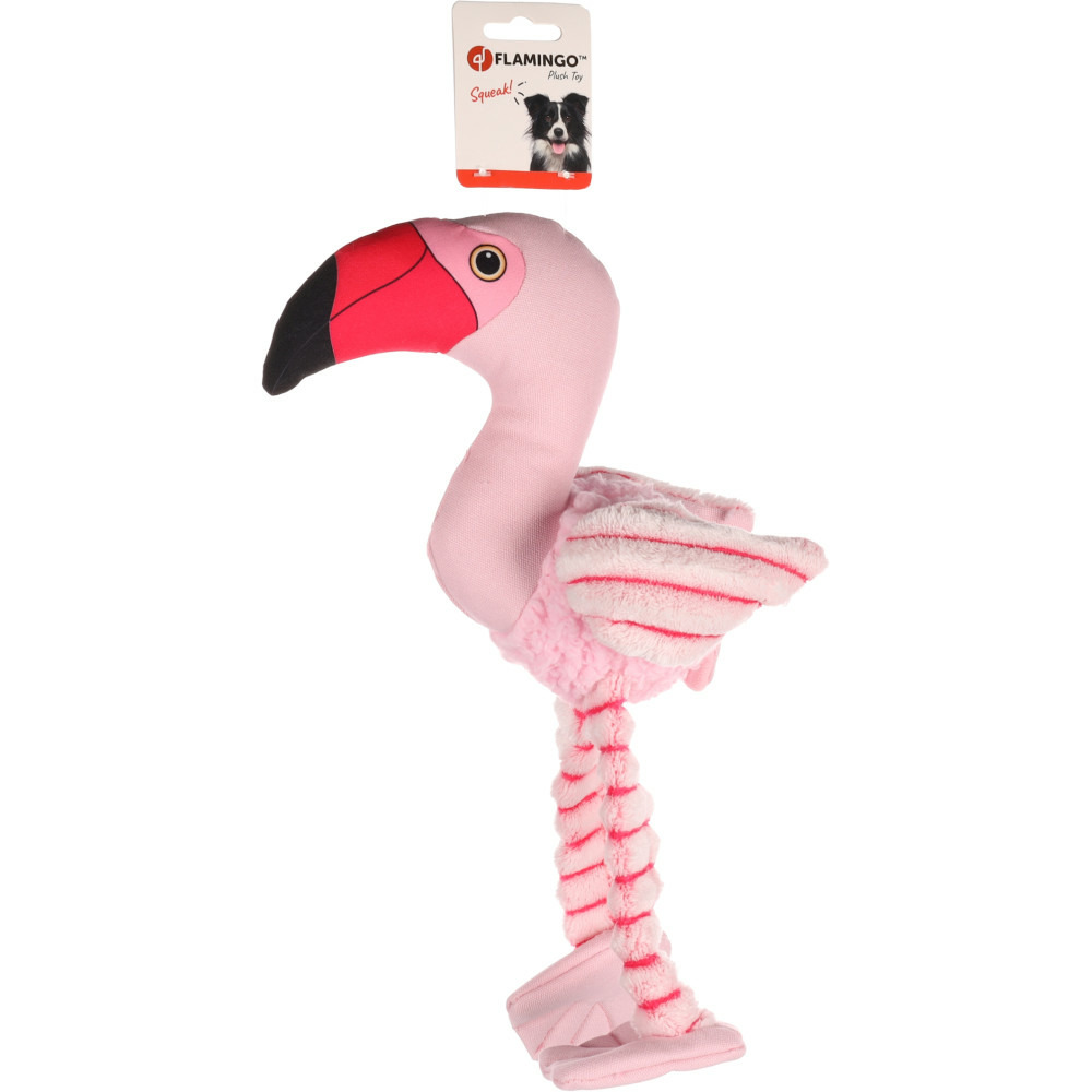 Jouet flamant rose 35 cm pour chien