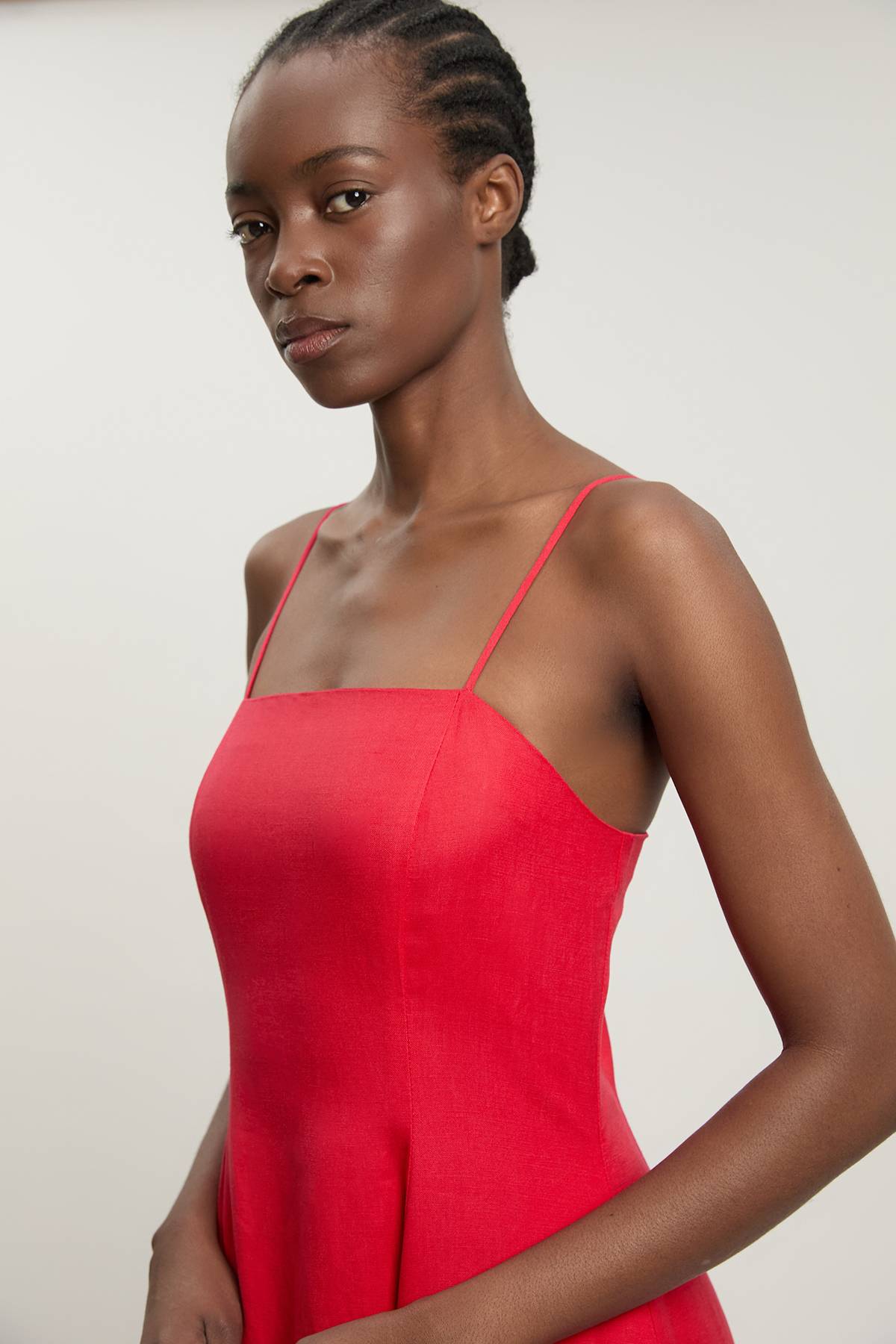 KarenMillen Robe Maxi en Lin Tissé à Bretelles