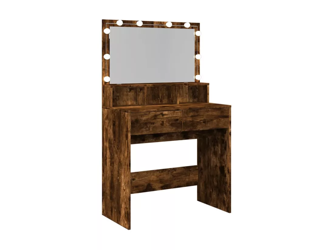 Coiffeuse avec LED chêne fumé 80x41x134,5 cm